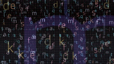Abstract Digital Alphabet Letters with Matrix Grid Background Video stock 309330337