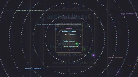 Abstract Digital Animation of Computer Code and Data Processing with Glowing Stock Footage 339973141