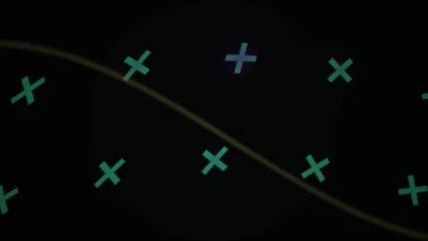Abstract Digital Animation Featuring Floating Neon Cross Symbols on Dark Ba.. Stock Footage 340488162