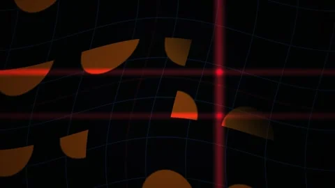 Abstract Digital Animation Featuring Floating Orange Semicircles and Inters.. Stock Footage 341776280