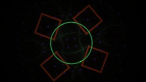 Abstract Digital Animation Featuring Glowing Geometric Shapes and Dynamic L.. Stock Footage 340488224