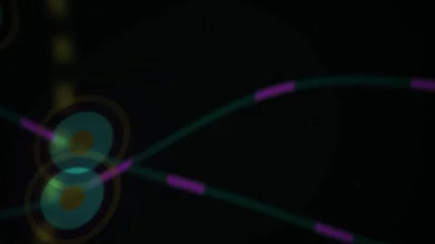 Abstract Digital Animation Featuring Intersecting Glowing Neon Lines and Pu.. Stock Footage 340488288