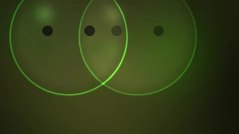 Abstract Digital Animation Featuring Intersecting Glowing Green Circles and.. Stock Footage 340488321