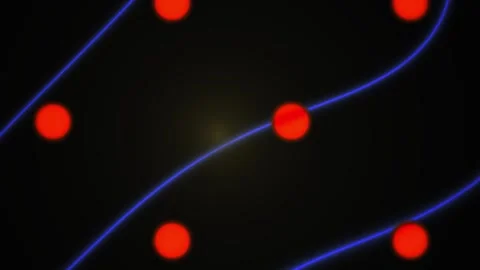 Abstract Digital Animation Featuring Moving Blue Wave Lines and Red Circula.. Stock Footage 341776408