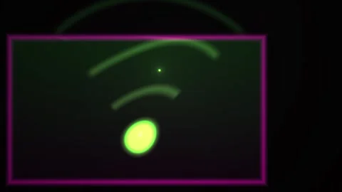 Abstract Digital Animation Featuring Pulsing Green Wi-Fi Signal Icon on Dar.. Stock Footage 340488471