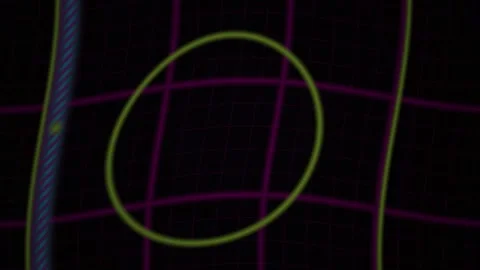 Abstract Digital Animation Featuring Pulsing Neon Circles and Intersecting .. Stock Footage 340488501