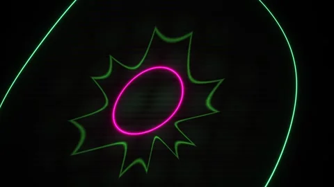 Abstract Digital Animation Featuring Pulsing Neon Geometric Light Patterns. Stock Footage 340488546