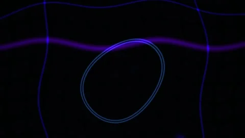 Abstract Digital Animation Featuring Pulsing Neon Circles and Intersecting .. Stock Footage 341776561