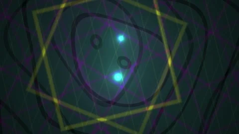 Abstract Digital Animation Featuring Rotating Geometric Shapes and Glowing .. Stock Footage 340488633