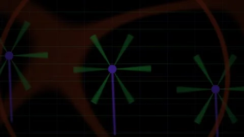 Abstract Digital Animation Featuring Rotating Geometric Windmill Structures. Stock Footage 341776760