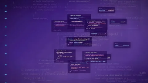 Abstract Digital Animation of Floating Computer Code and Programming Scripts on Stock Footage 339968132