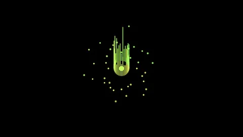Abstract digital animation of glowing green and yellow lines and dots formi.. 動画素材 344353285