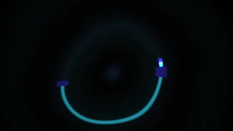 Abstract Digital Animation of a Glowing Particle Orbiting a Central Nucleus. Video stock 340488595