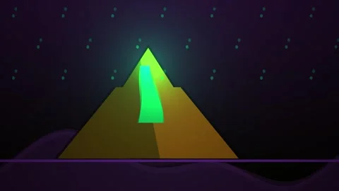 Abstract Digital Animation of a Glowing Pyramid Under a Starry Night Sky. Stock Footage 340488618