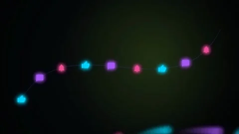 Abstract Digital Animation of Glowing Social Media Like Icons Moving on a Stock Footage 344776129