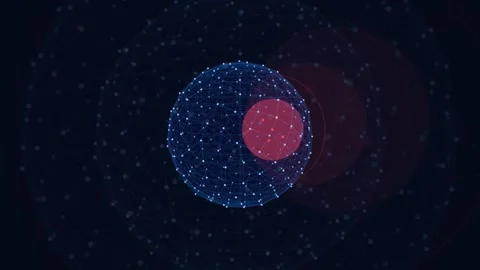 Abstract Digital Animation of Glowing Spheres and Plexus Network Connections in Видео 343162490