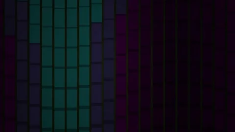 Abstract digital animation of moving dark teal pixel grid columns. Stock Footage 346323411