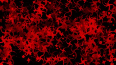 Abstract digital animation of red starfish swirl. Artificial intelligence Stock Footage 268338206