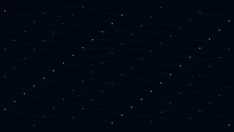 Abstract digital animation with white dots flowing along wavy dashed lines .. 库存影片 345546371