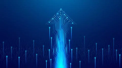 Abstract digital arrow with circuit board lines Stock Illustration