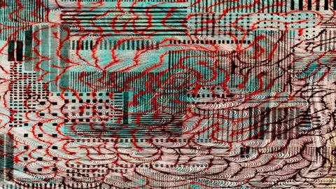 Abstract digital art background featuring intricate red vein-like patterns overl Stock Illustration
