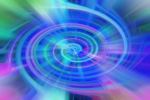 Abstract digital art background with a vibrant swirling vortex of blue purple Stock Illustration