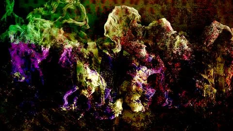 Abstract digital art composition featuring swirling textures in vibrant green Stock Illustration