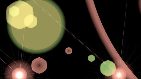 Abstract digital art featuring glowing shapes and light rays. Stock Illustration