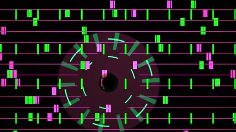 Abstract Digital Art with Geometric Patterns and Sound Waves. Stock Footage 334442048
