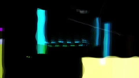 Abstract digital art with glowing blue pillars and scattered rectangular sh.. Stock Footage 335441842