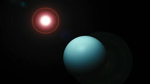 Abstract digital art of a glowing sphere Uranus planet and light flare in d.. Stock Footage 317857156