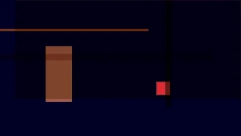 Abstract digital art with orange geometric shapes and a horizontal red line.. Stock Footage 335430797