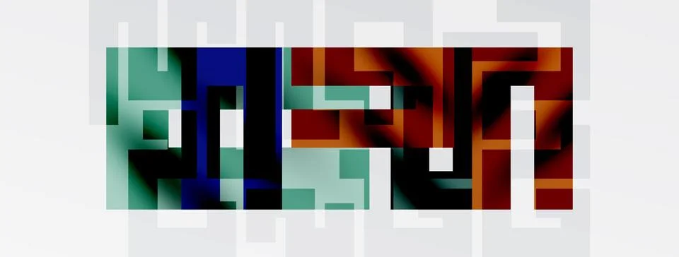 Abstract digital art. Rectangular blocks, varied colors, white background. 스톡 일러스트