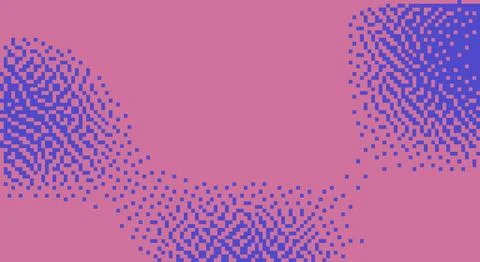 Abstract digital art showcasing a dynamic flow of blue dots against a pink .. Stock Illustration