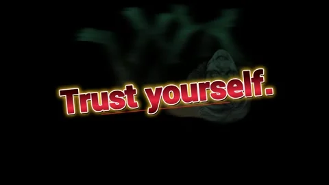 Abstract digital art with text 'trust' and 'ourself' appearing over a dark Видео 345127751