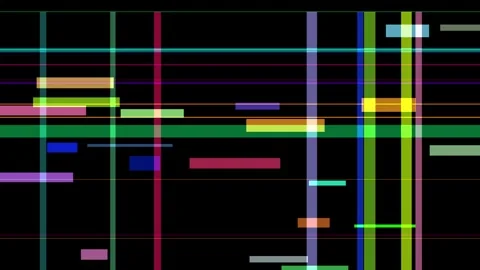 Abstract digital art with vertical and horizontal colored lines on a black .. Stock Footage 335442304