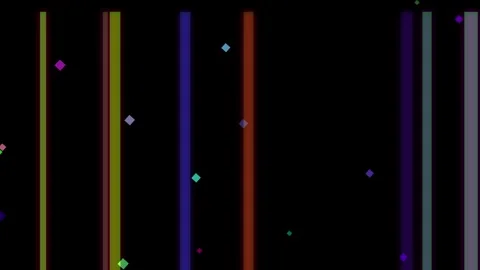Abstract digital art with vertical colored stripes and scattered squares on.. Video stock 335442187