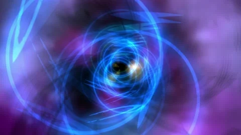Abstract Digital Art with Vivid Blue Light Swirls and Energy Vortex Vídeo Stock 340412824