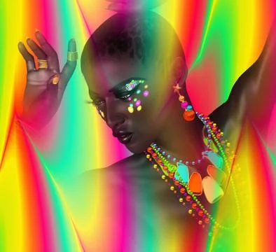 Abstract Digital Art, Woman's Face Profile Stock Illustration