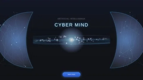 Abstract digital artificial intelligence concept with glowing particles in .. Stock Footage 340971096