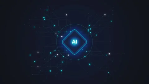 Abstract digital artificial intelligence symbol glowing with animated circu.. Stock Footage 341220223