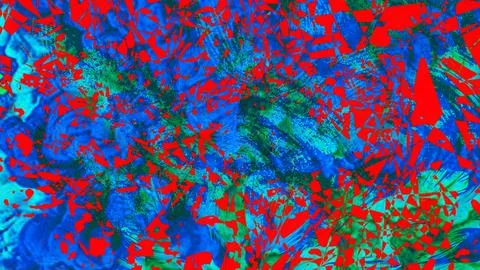Abstract digital artwork featuring chaotic geometric patterns in vibrant shades Stock Illustration
