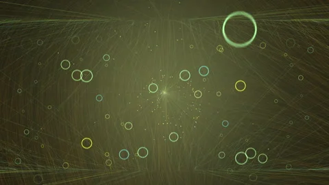 Abstract Digital Artwork Featuring Floating Colorful Circles And Geometric Lines Stock-Footage 303559419