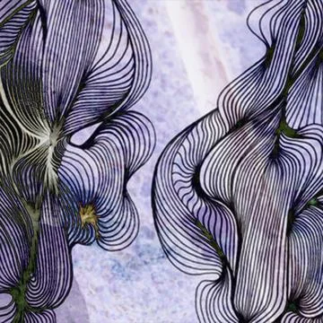 Abstract digital artwork featuring fluid wave patterns with intricate line work Stock Illustration
