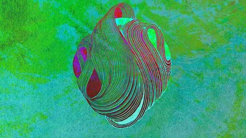 Abstract digital artwork featuring a glowing spherical shape wrapped in intricat Stock Illustration