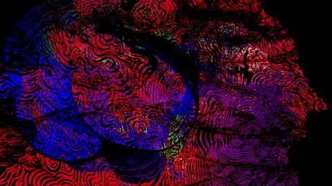 Abstract digital artwork featuring intricate black wave patterns over a vibrant Stock Illustration