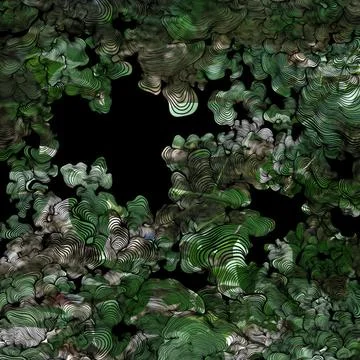 Abstract digital artwork featuring intricate green and grey topographic patterns 스톡 일러스트
