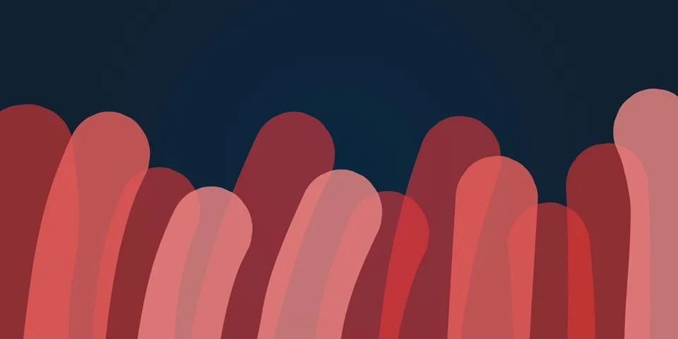 Abstract digital artwork featuring overlapping curved red and purple thick .. Stock Illustration