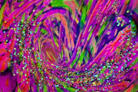 Abstract digital artwork featuring swirling patterns in vibrant pink, purpl.. Stock Illustration