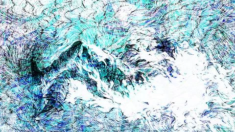 Abstract digital artwork featuring swirling turquoise and white patterns Stock Illustration